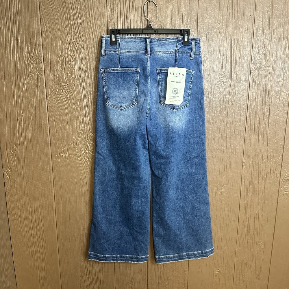 NWT RISEN High Rise Crop Wide Leg Front Seam Detailed Jeans Sz 11/30 Streetwear - Picture 5 of 7